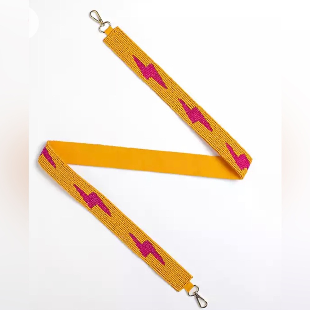 New Yellow and Pink Lightning Beaded Purse Strap